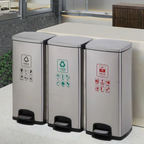 HY-26042417 Stainless steel three-tier pedal bin.
