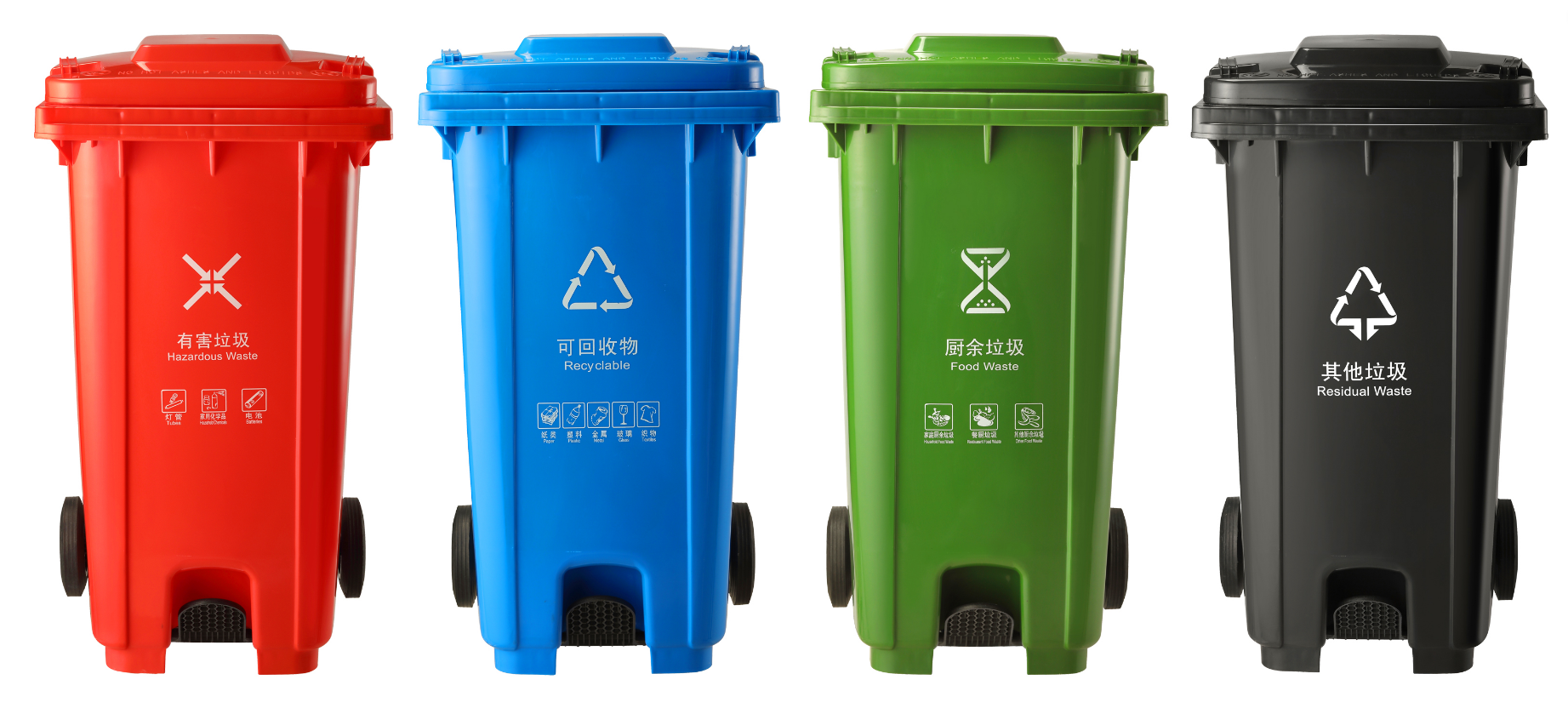 Two-wheeled Foot-operated Plastic Trash Can