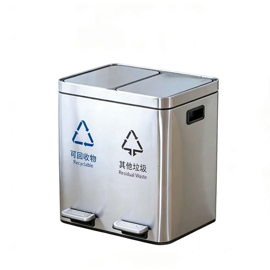 HY-26042403 2-compartment Stainless Steel Recycling Bin