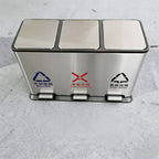 HY-26042404 3-compartment Stainless Steel Recycling Bin