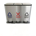 HY-26042404 3-compartment Stainless Steel Recycling Bin
