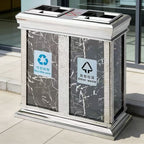 HY-26042411 Black and white patterned categorical trash bins.
