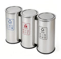 HY-26042717 Three-section stainless steel lid trash can.