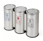 HY-26042717 Three-section stainless steel lid trash can.