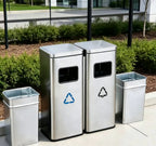 HY-26042719 Stainless steel trash cans with two compartments.
