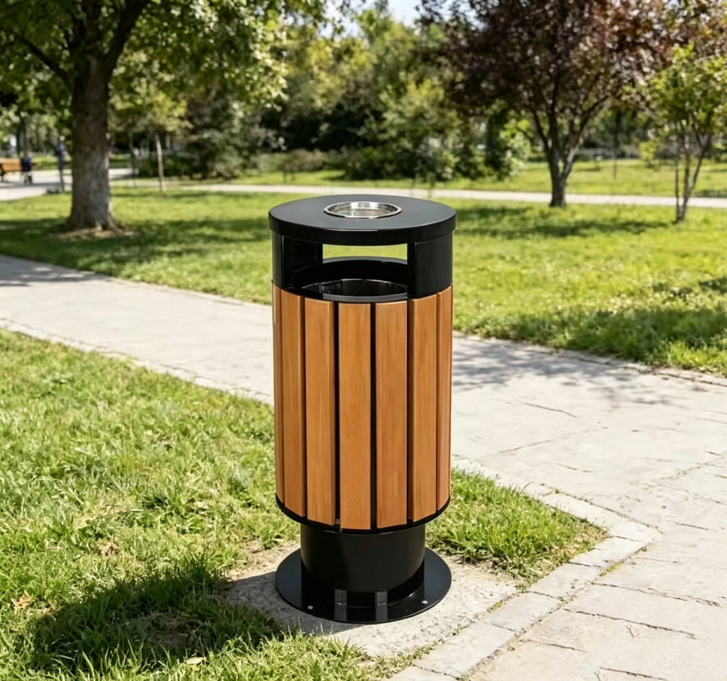 HY-26042721 Outdoor steel-wood ash bin.