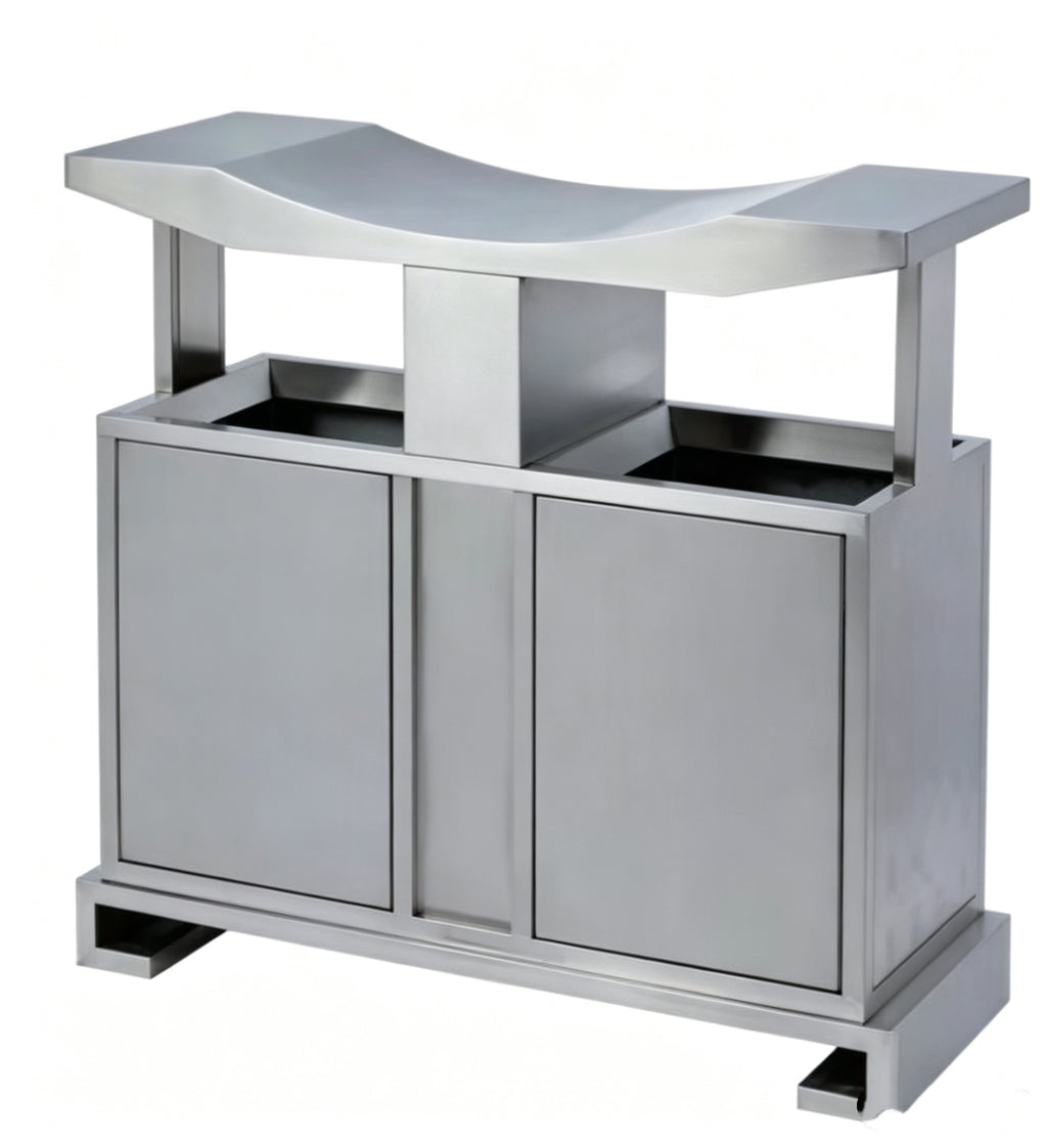 HY-26042426  Stainless Steel Outdoor Three-Compartment Garbage Bin