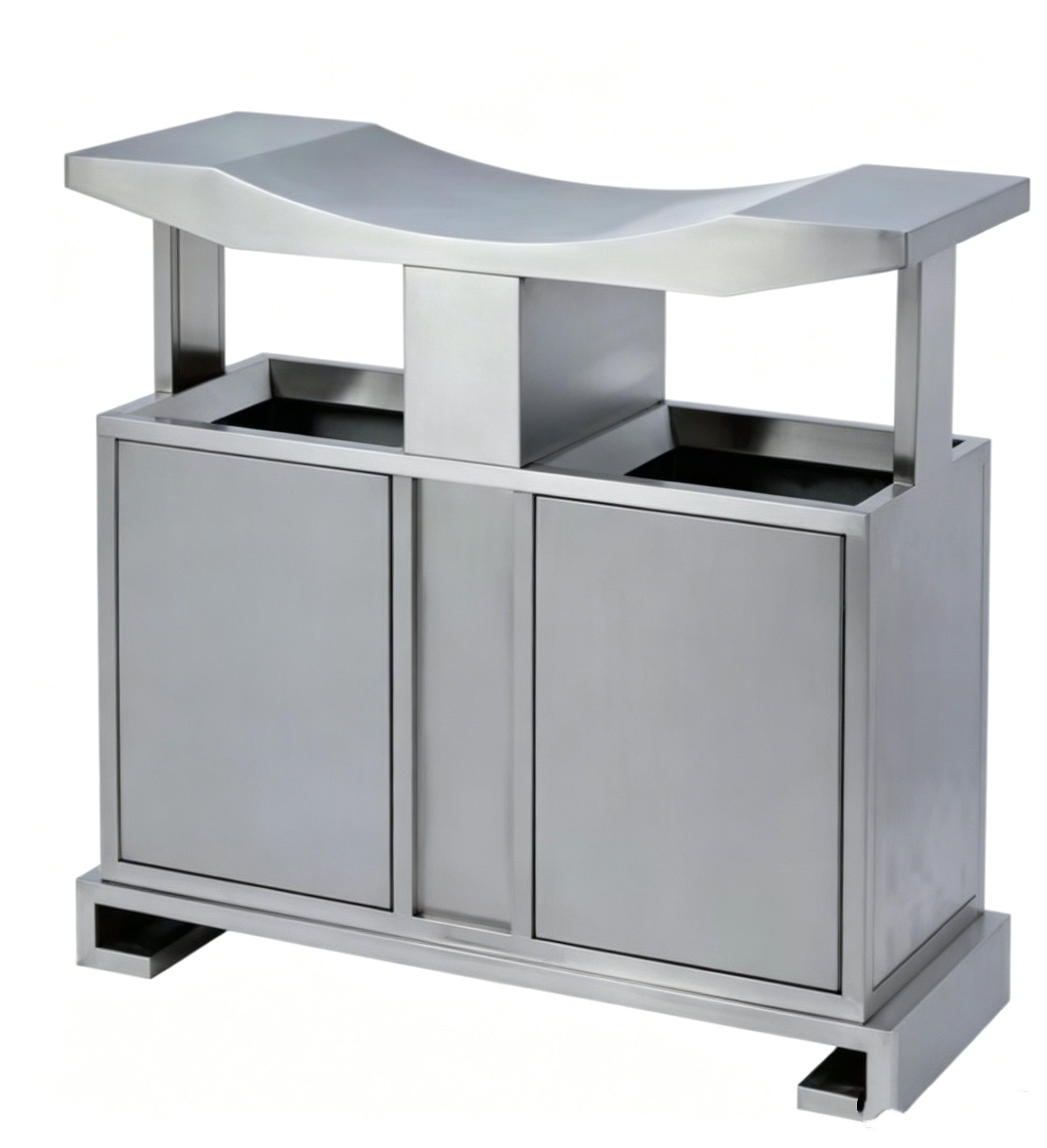 HY-26042426  Stainless Steel Outdoor Three-Compartment Garbage Bin