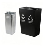 HY-26042805 Black-painted, dual-compartment stainless steel trash bin