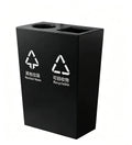 HY-26042805 Black-painted, dual-compartment stainless steel trash bin