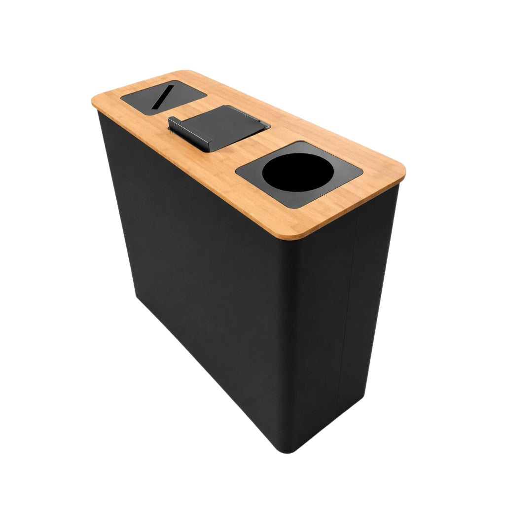 EcoBamboo Premium Three-compartment Recycling Bin