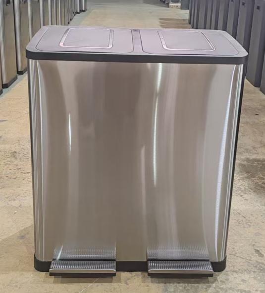 HY-0423012 Dual Compartment Pedal Stainless Steel Trash Can