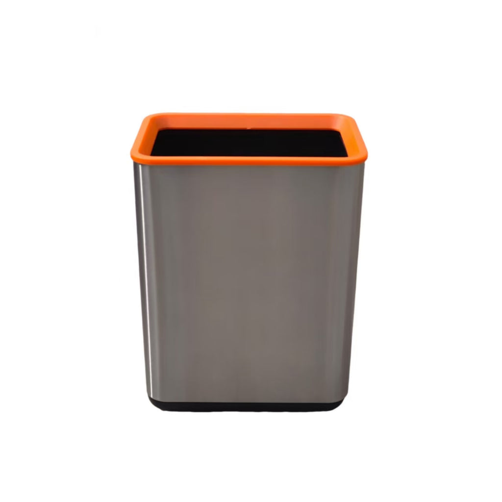 HY-0429011 Square Stainless Steel Trash Can(With orange ring)