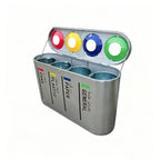HY-0427005 Outdoor Four-Compartment Stainless Steel Trash Can
