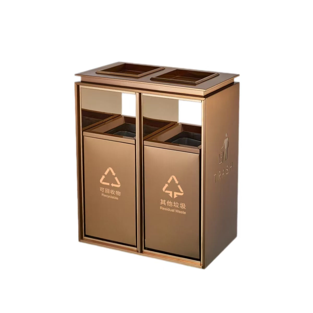 HY-0427002 Dual-Compartment Stainless Steel Trash Can