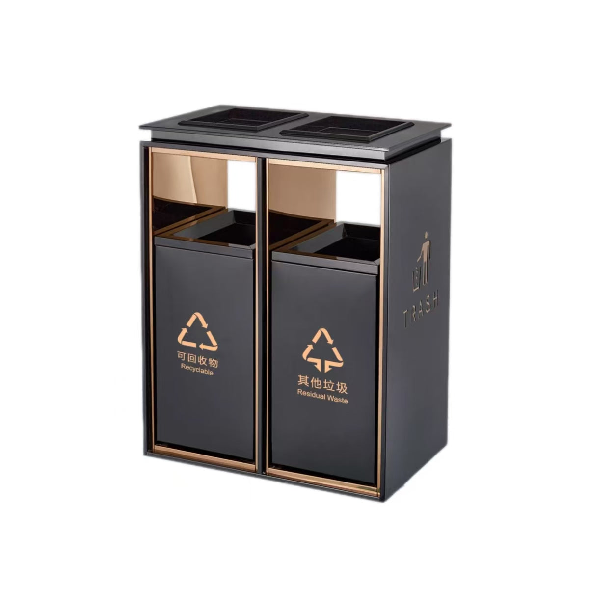 HY-0427002 Dual-Compartment Stainless Steel Trash Can