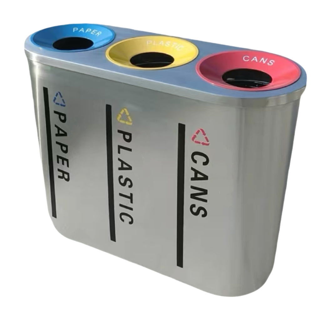 HY-0424003 Stainless Steel 3-Compartment Trash Can