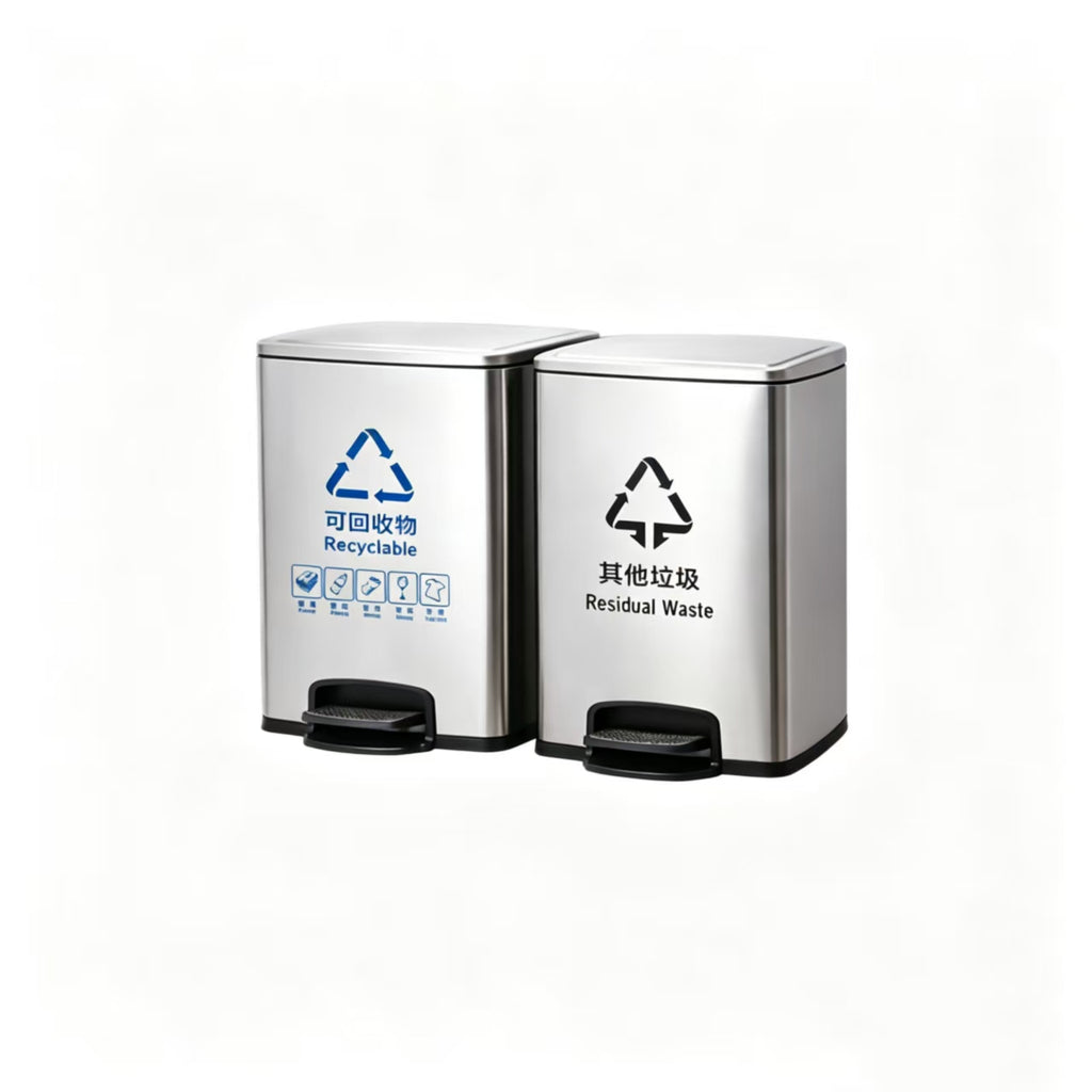 HY-0428006 Dual-compartment Stainless Steel Trash Can
