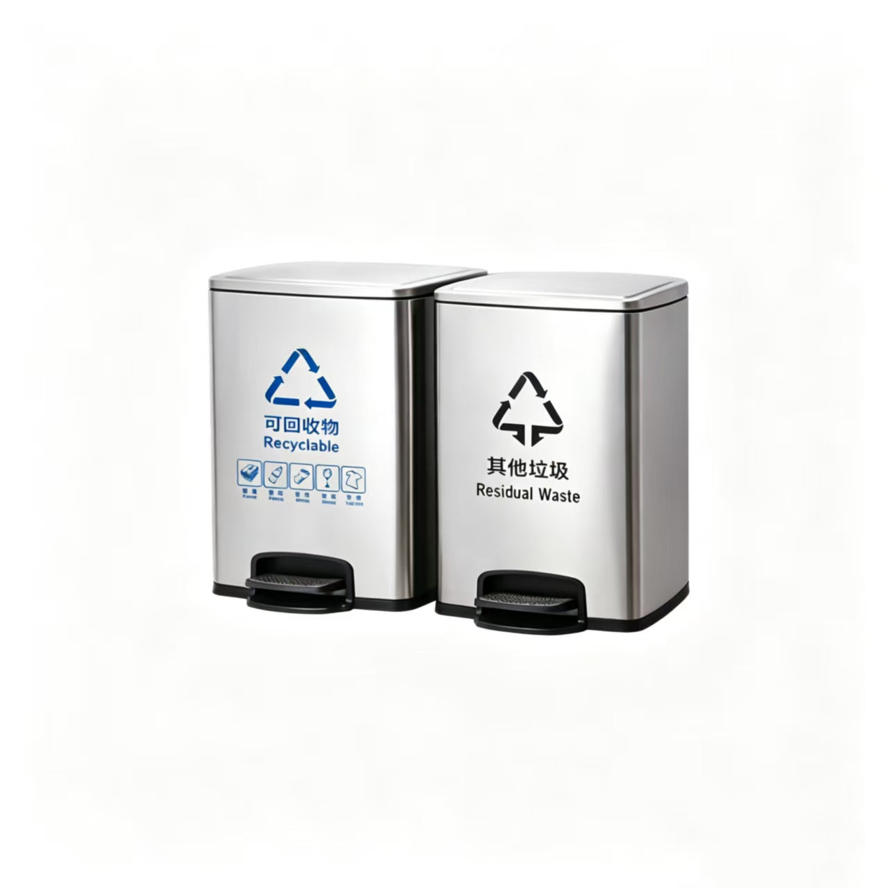 HY-0428006 Dual-compartment Stainless Steel Trash Can