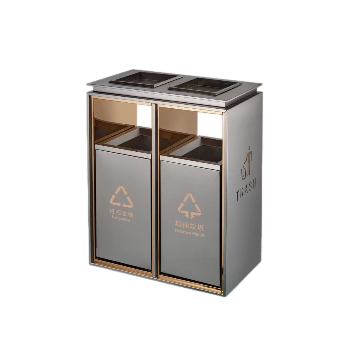 HY-0427002 Dual-Compartment Stainless Steel Trash Can