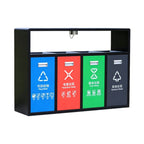 HY-0424021 Outdoor Stainless Steel Four-Compartment Trash Can