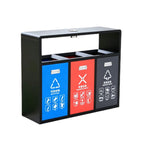 HY-0424022 Outdoor Stainless Steel Three-Compartment Trash Can