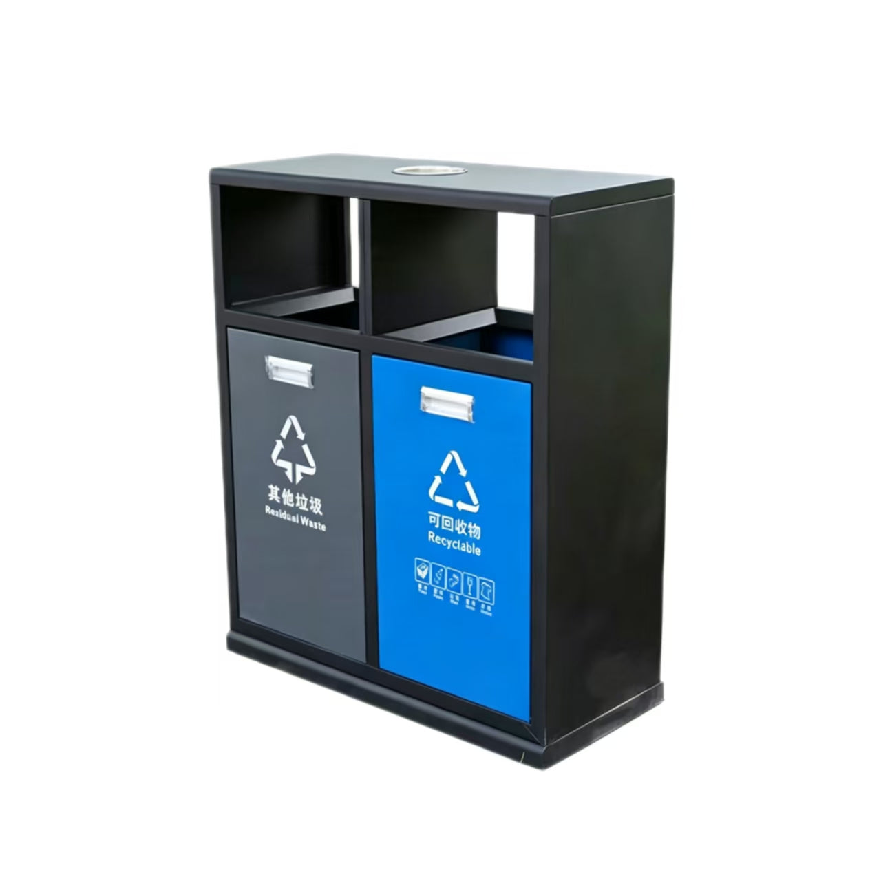 HY-0424023 Outdoor Stainless Steel Dual-Compartment Trash Can