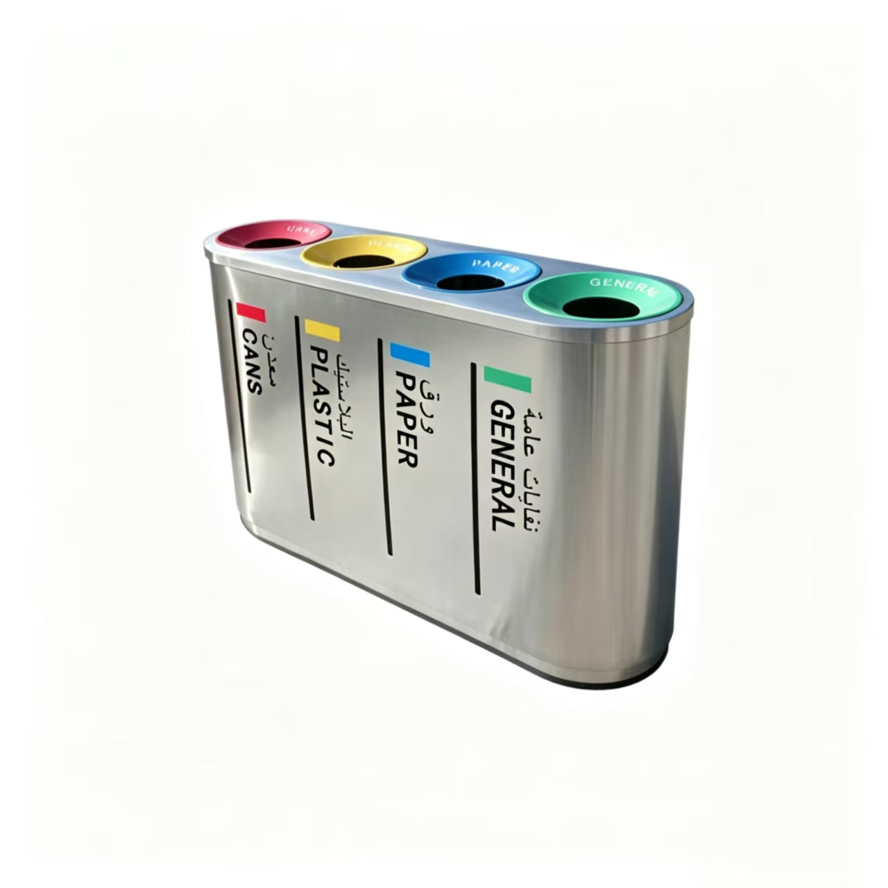 HY-0427005 Outdoor Four-Compartment Stainless Steel Trash Can