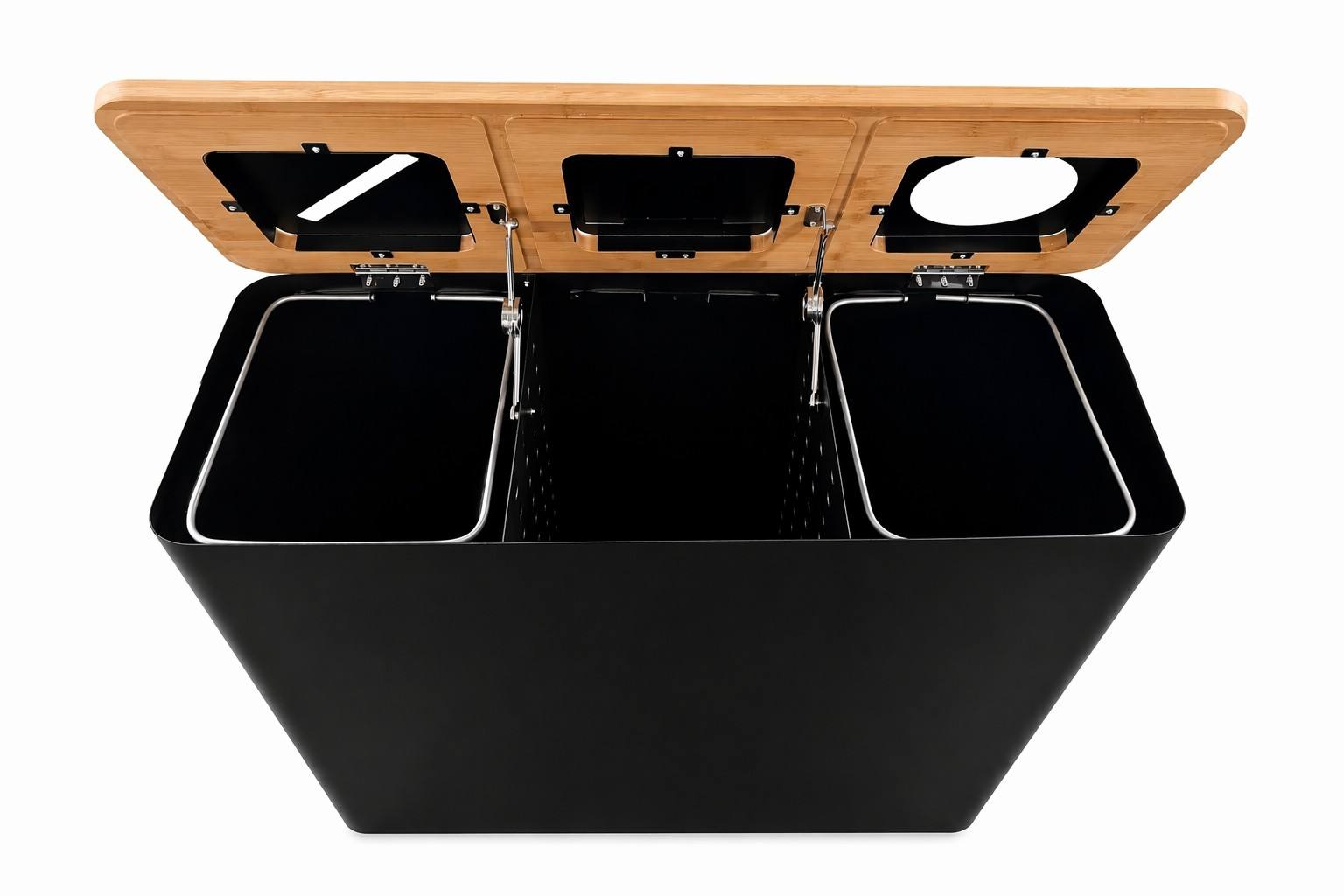 EcoBamboo Premium Three-compartment Recycling Bin