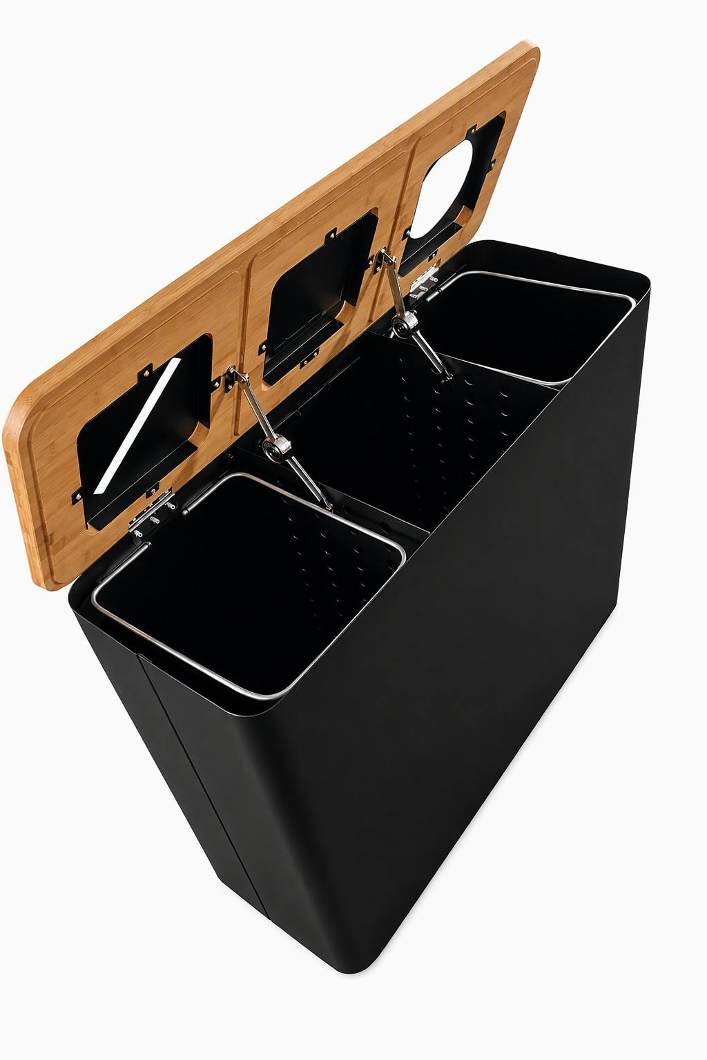 EcoBamboo Premium Three-compartment Recycling Bin