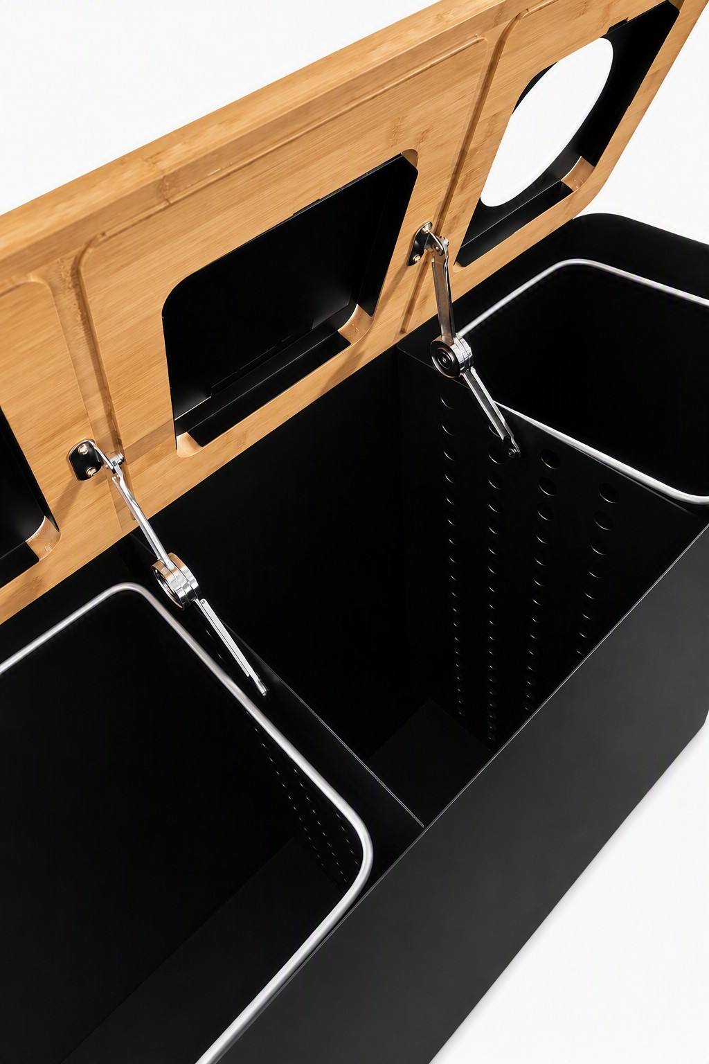 EcoBamboo Premium Three-compartment Recycling Bin