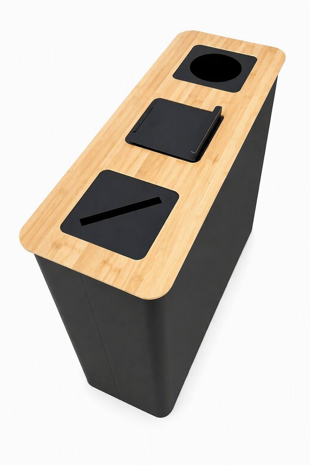 EcoBamboo Premium Three-compartment Recycling Bin