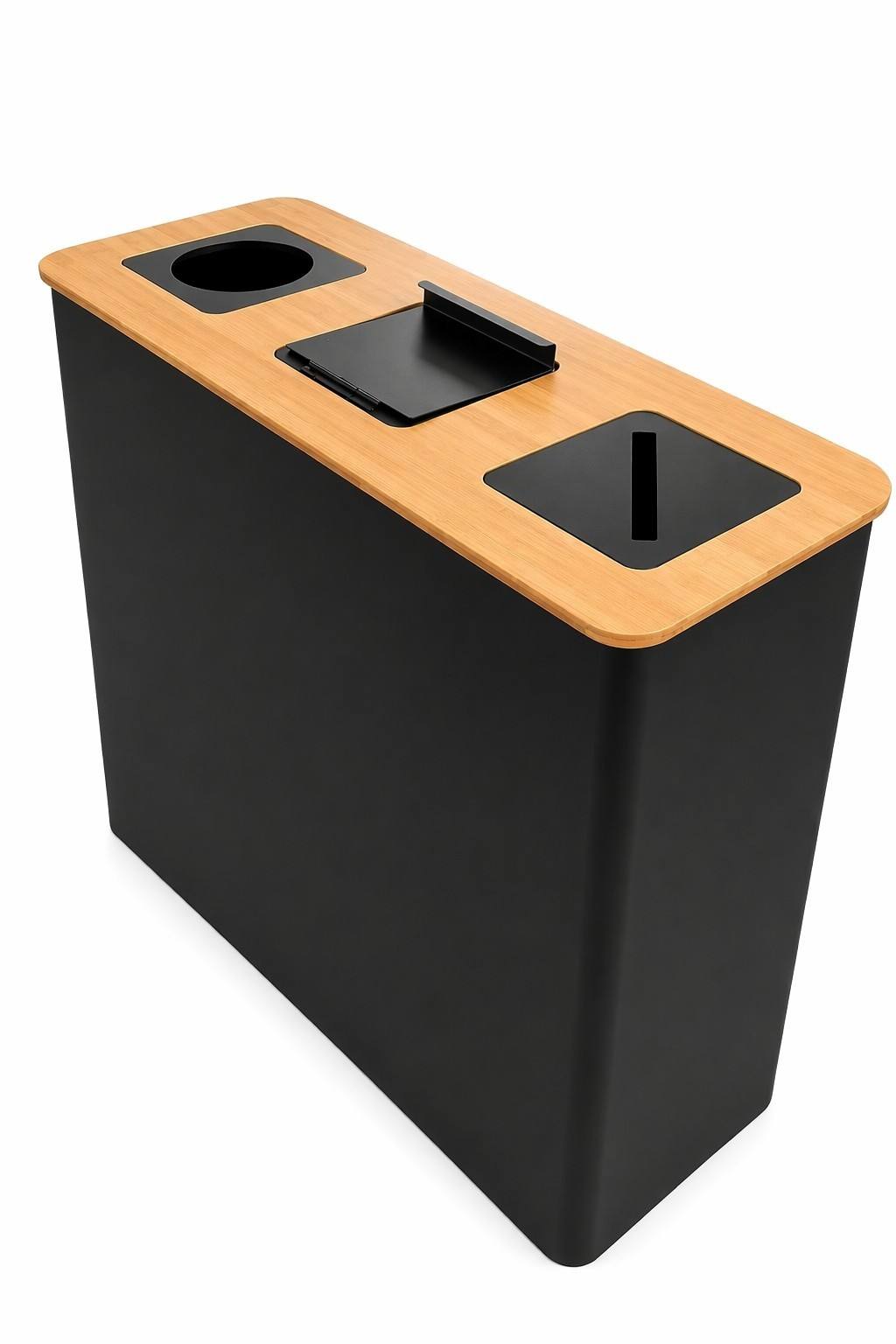 EcoBamboo Premium Three-compartment Recycling Bin