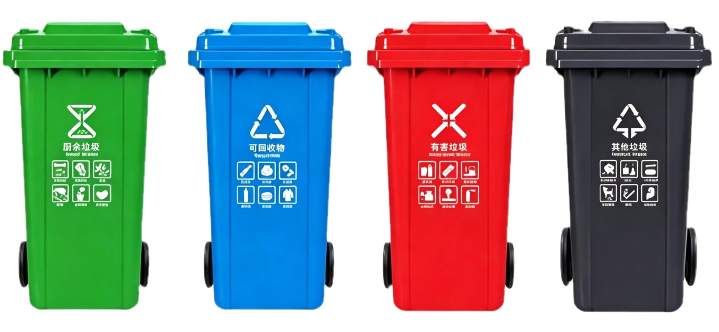 120L/240L/360L Two-Wheel Plastic Trash Can