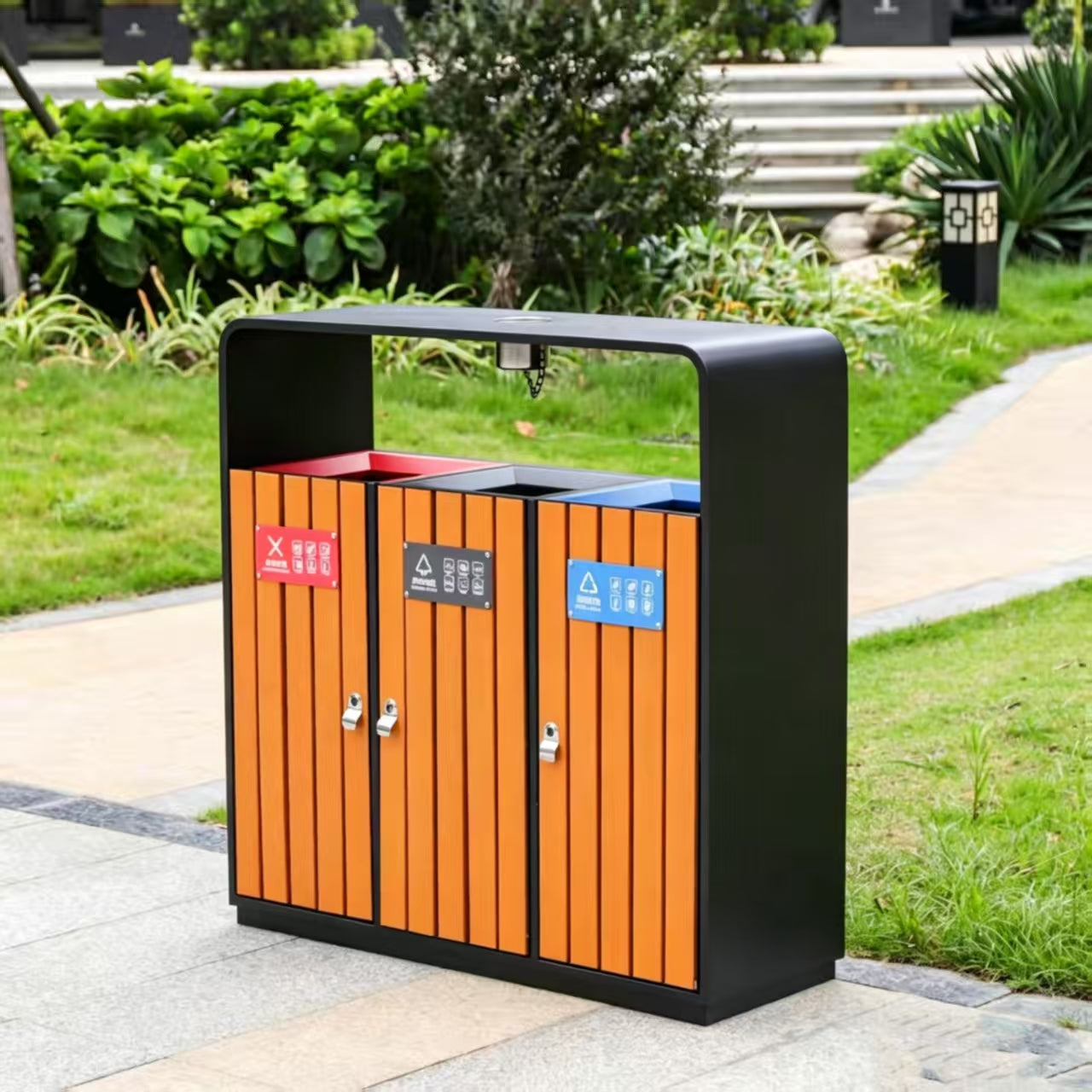 HY-0427004 Outdoor Stainless Steel Trash Can