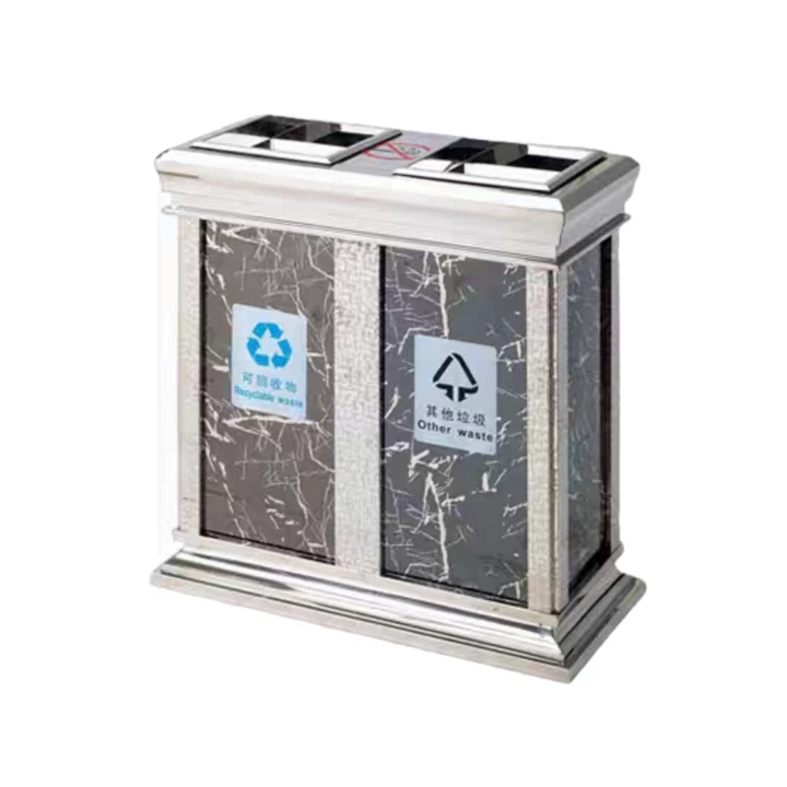 HY 0609001-Stainless Steel Marble Trash Can